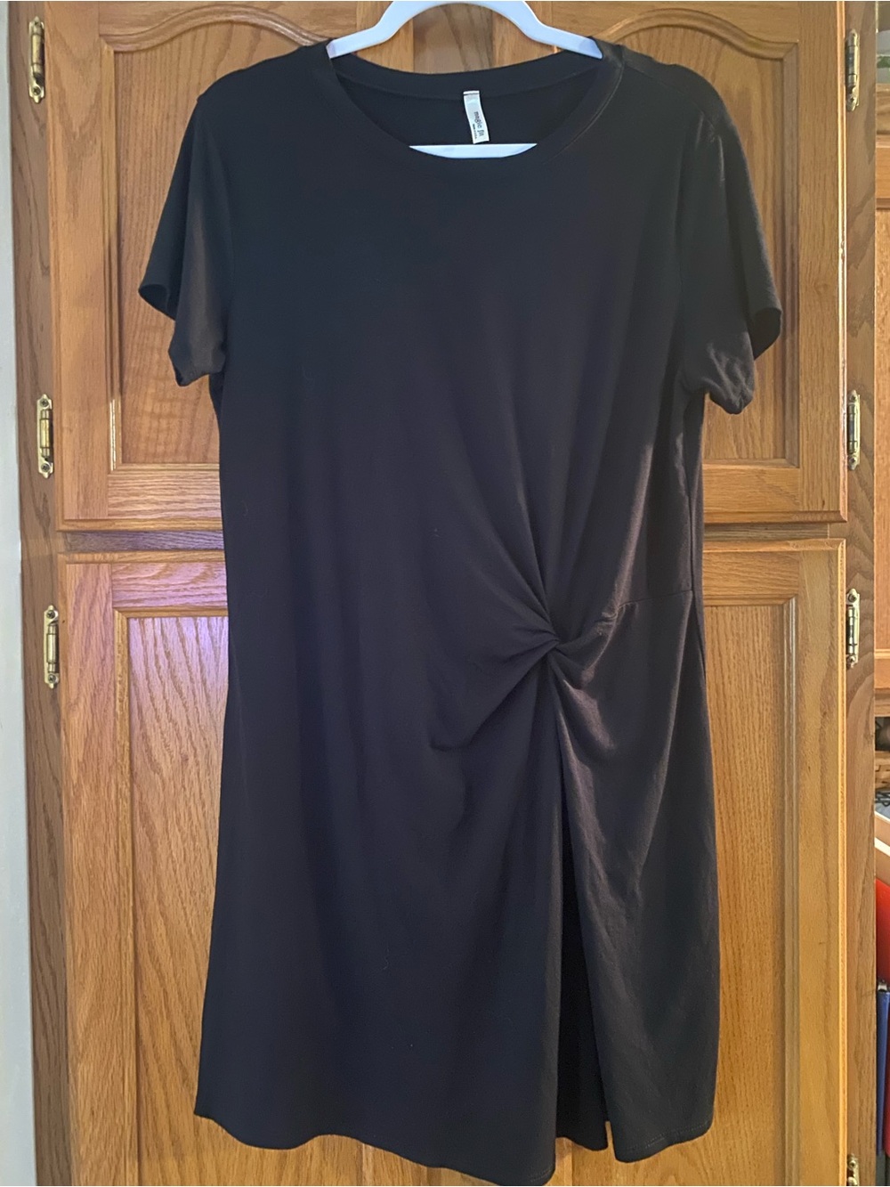 Magic Fit Black Short-Sleeve Twist-Front Tunic